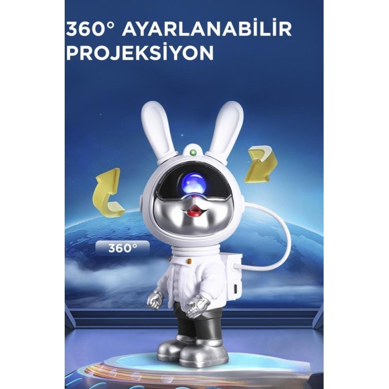 Astronot Projektör Gece Lambası Galaxy Gökyüzü Star Projeksiyon Kumandalı Samanyolu Aydınlatma