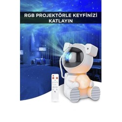 Astronot Projektör Gece Lambası Galaxy Gökyüzü Star Projeksiyon Kumandalı Samanyolu Aydınlatma