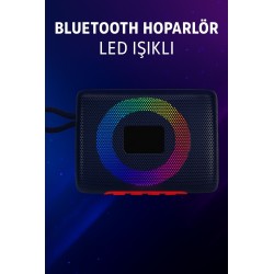 Go3 Pro Bluetooth Hoparlör Fm Radyo Sd Kart Usb Girişli Led Işıklı Şarjlı Speaker