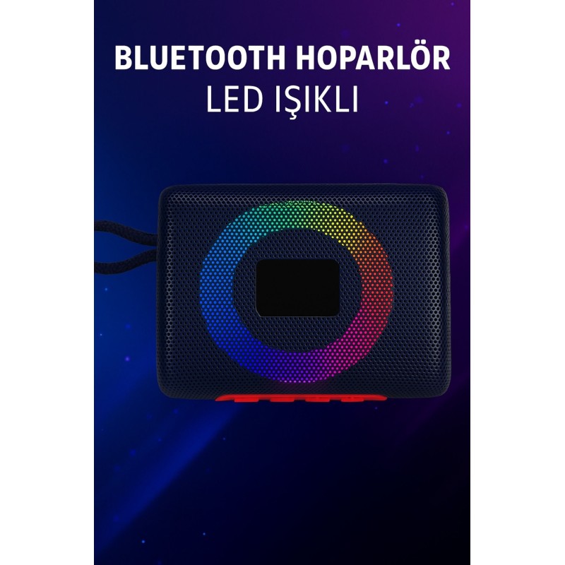 Go3 Pro Bluetooth Hoparlör Fm Radyo Sd Kart Usb Girişli Led Işıklı Şarjlı Speaker