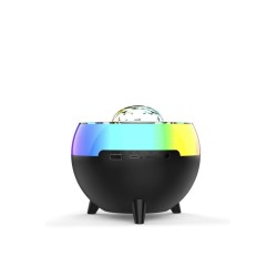 Siyah RGB Işıklı Çalar Saatli Bluetooth Hoparlörlü Şarj Standı