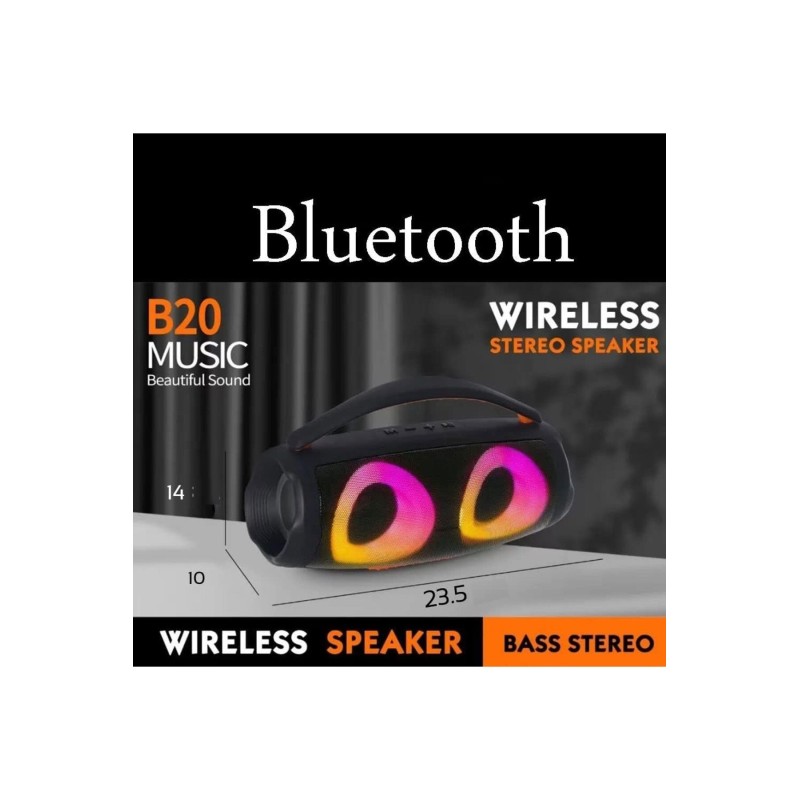 B20 BLUETOOTH SPEAKER ŞARJLI TAŞINABİLİR LED IŞIKLI KABLOSUZ HOPARLÖR SD KART USB