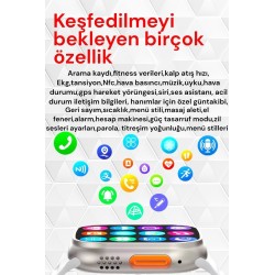 8 Ultra Çift Kordon Kilitli Vidalı 49mm 2.05 Inch Ios Ve Android Uyumlu Akıllı Saat