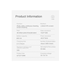 Taşınabilir 1080p Dijital Video Kayıt Fotoğraf Çocuk Kamerası 2.0 Inç Ips Ekran Sarı