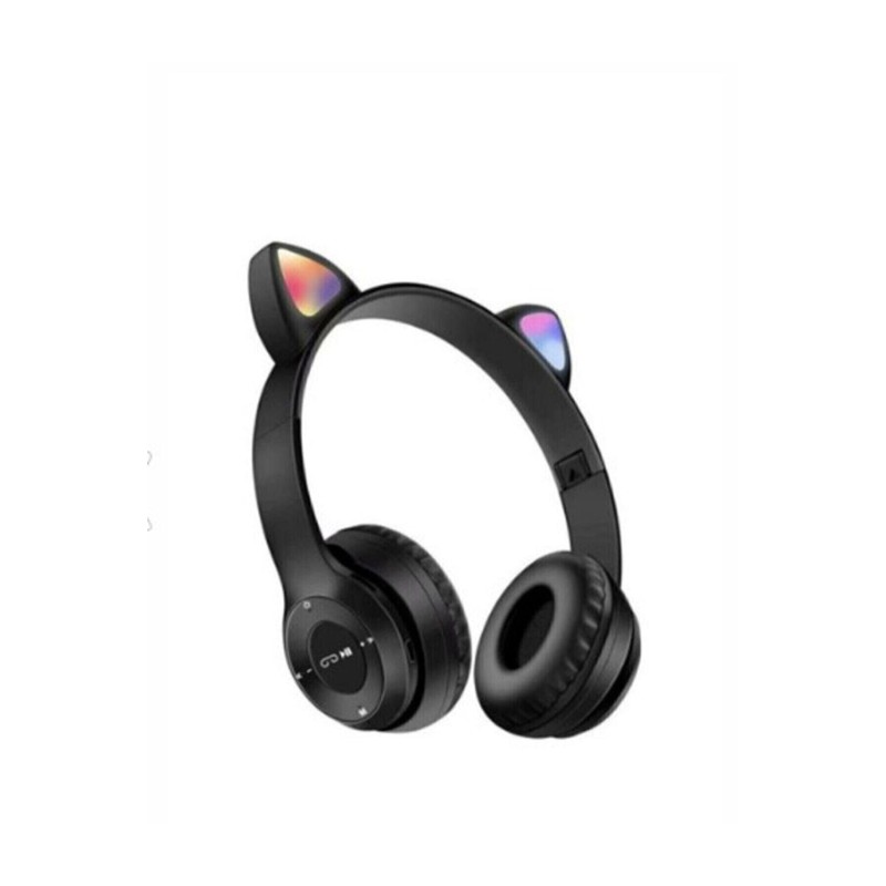 SMC E-Ticaret Uyumlu Kablosuz Kulaküstü Kedi Kulaklık RGB Işıklı Kedi Desenli Kulaklık P47M