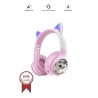 Sevimli Kedi Karikatür Kulak Led Işıklı 5.3 Bluetooth Kulak Üstü Kulaklık