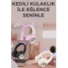 Sevimli Kedi Karikatür Kulak Led Işıklı 5.3 Bluetooth Kulak Üstü Kulaklık