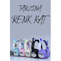 Sevimli Kedi Karikatür Kulak Led Işıklı 5.3 Bluetooth Kulak Üstü Kulaklık